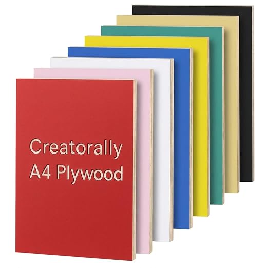 8 Pack Pre-Painted Colored Plywood Sheets, 11.7"x8.3"x1/8" Basswood