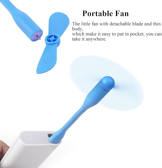 Mini USB Fan, Portable Pocket Fan USB-A Powered Little Cooler, Quiet Operation, for Home Office Car Outdoor Travel- 4 Pack (Blue+ White+ Green+ Pink)