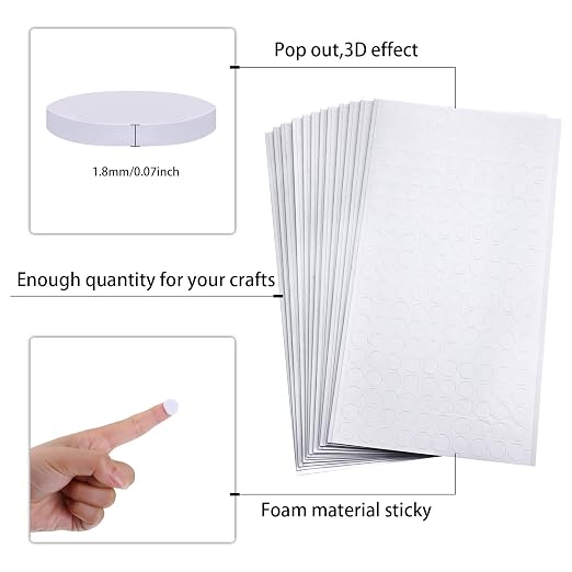 Outus 2400 Pieces Foam Dots Dual-Adhesive 3D Foam Tapes Pop Dots Adhesive Mount