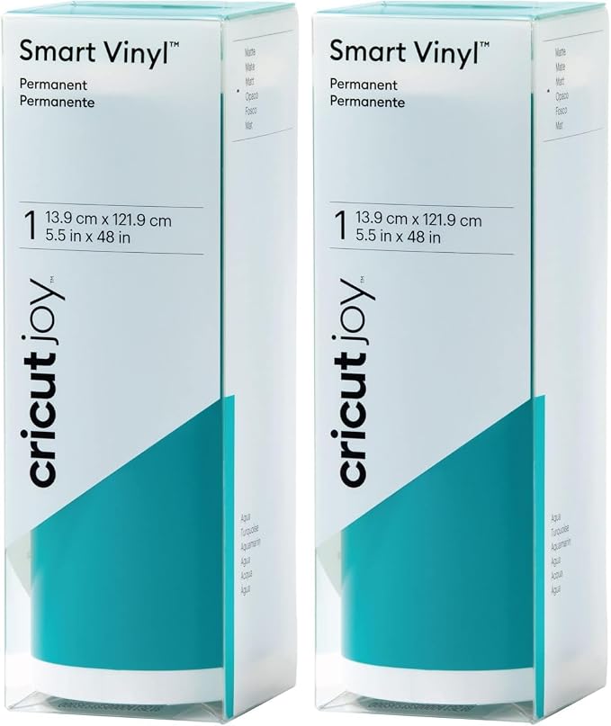Cricut Joy Smart Permanent Vinyl, Aqua 2-Pack of 4ft Rolls, Matte Finish