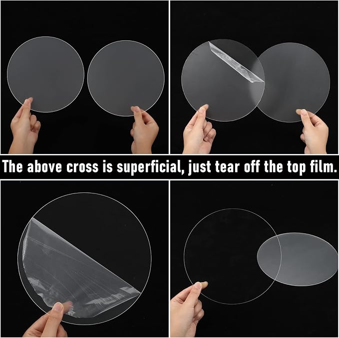 Yalikop 10 Pcs 8 Inch Acrylic Circle Blanks Clear Disc Round Transparent