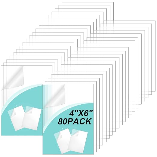 Queekay 80 Pack 4" x 6" Clear Acrylic Sheet Panel Plastic Cast Transparent