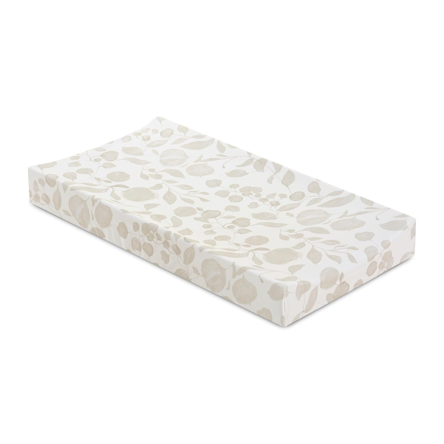 Oilo Changing Pad Cover, Breathable 100% Turkish Cotton Fitted Jersey, 300 Thread Count, Machine Washable, Fits Standard Changing Pads (32" x 16"), Girl, Boy, & Neutral Nursery Design, Beige Leaf