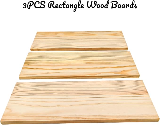 3PCS Rectangle Wood Boards Unfinished Wood Blocks