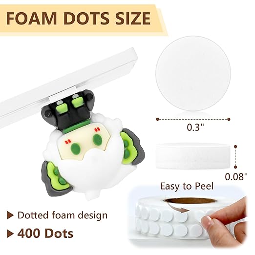 400 PCS 2mm Double Sided Foam Dots 0.3" Foam Round Dots 3D Foam Tape Craft