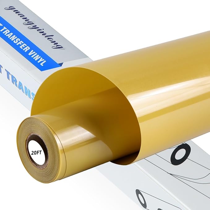 guangyintong Golden Heat Transfer Vinyl HTV Rolls, Glossy Surface HTV Vinyl