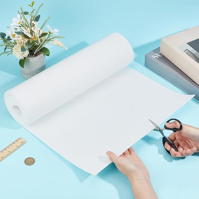 BENECREAT 118x15.7inch Felt Roll, Floral White Craft Felt Fabric, 2mm Thick
