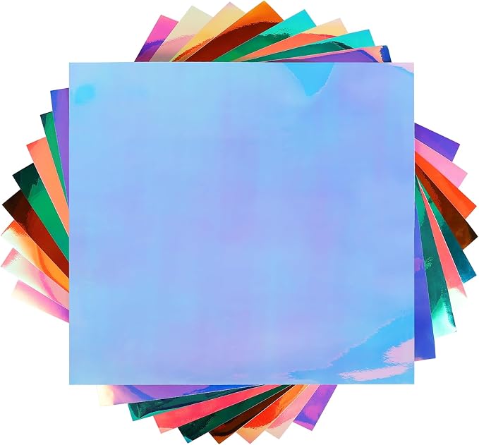 Holographic Vinyl, 9 Sheets 12"x12" Holographic Vinyl Permanent Multi Color