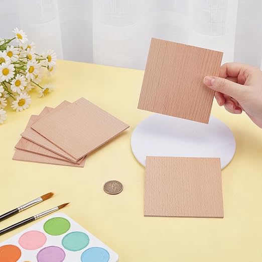 OLYCRAFT 6Pcs 4x4 Inch Balsa Wood Sheets 2.5mm Thickness Unfinished Beech Wood