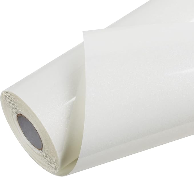 TORC White Glitter HTV Heat Transfer Vinyl Roll 12 inch x 20 ft Sparkly Iron on