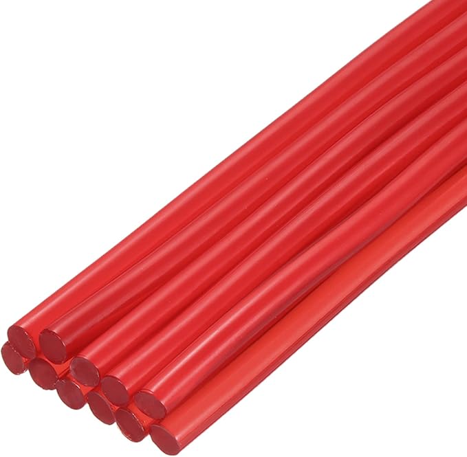 uxcell Mini Hot Glue Sticks for Glue Gun 7mm x 200mm Transparent Dark Red 12pcs