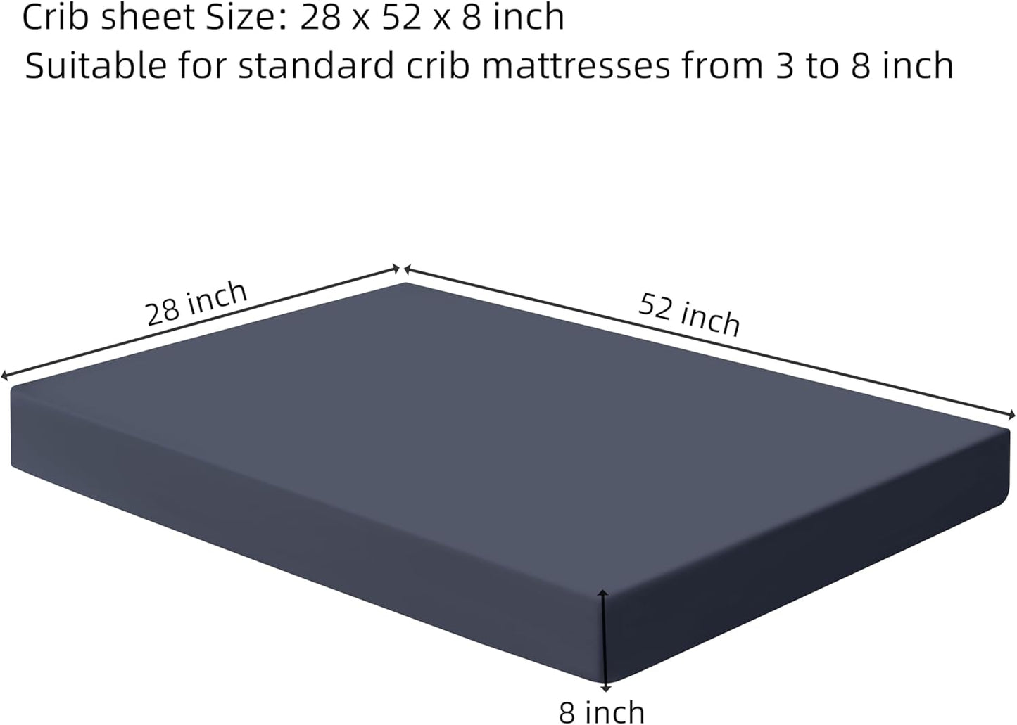 HBHLFZ Crib Sheets for Boys, Girls, 28x52 Inch Fitted Crib Sheet - 8 Inch Deep Pocketed Fixed Sheet - Soft and Comfortable Microfibre - Fits Standard cot and Toddler mattresses, Dark Blue