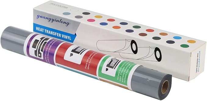 guangyintong Heat Transfer Vinyl Silver HTV Rolls, Matte Surface PVC Material