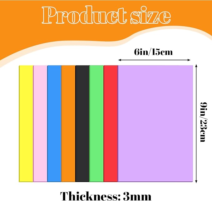 MAQUITA 48 Pcs 3mm Craft Foam Sheets, 6x9 Inch EVA Embroidery Puff Foam