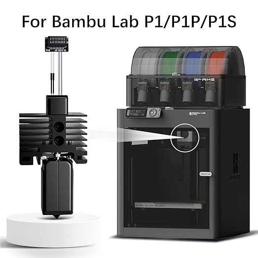 JUUPINE Upgraded Bambu Lab Hotend kit for Bambu Lab P1P/P1S 3D Printer,24V 60W Ceramic Heater HotEnd Kit with Removable Hardened Steel 0.4mm Nozzle for Bambu Labs P1 Series 3D Printers