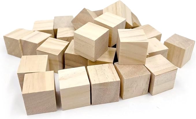 Wood Blocks for Crafts, Unfinished Wood Cubes, 3cm Natural Wooden Blocks