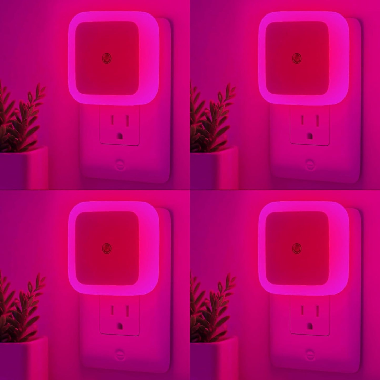 Night Lights Plug into Wall - 4-Pack Pink Nightlight Smart Dusk to Dawn Sensor Plug in LED Lighting, Safe Auto-On/Off Lamp for Kids Adults Home Living Room Kitchen Bedroom Bathroom Toilet Hallway