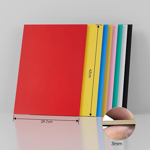 8 Pack Pre-Painted Colored Plywood Sheets, 11.7"x8.3"x1/8" Basswood