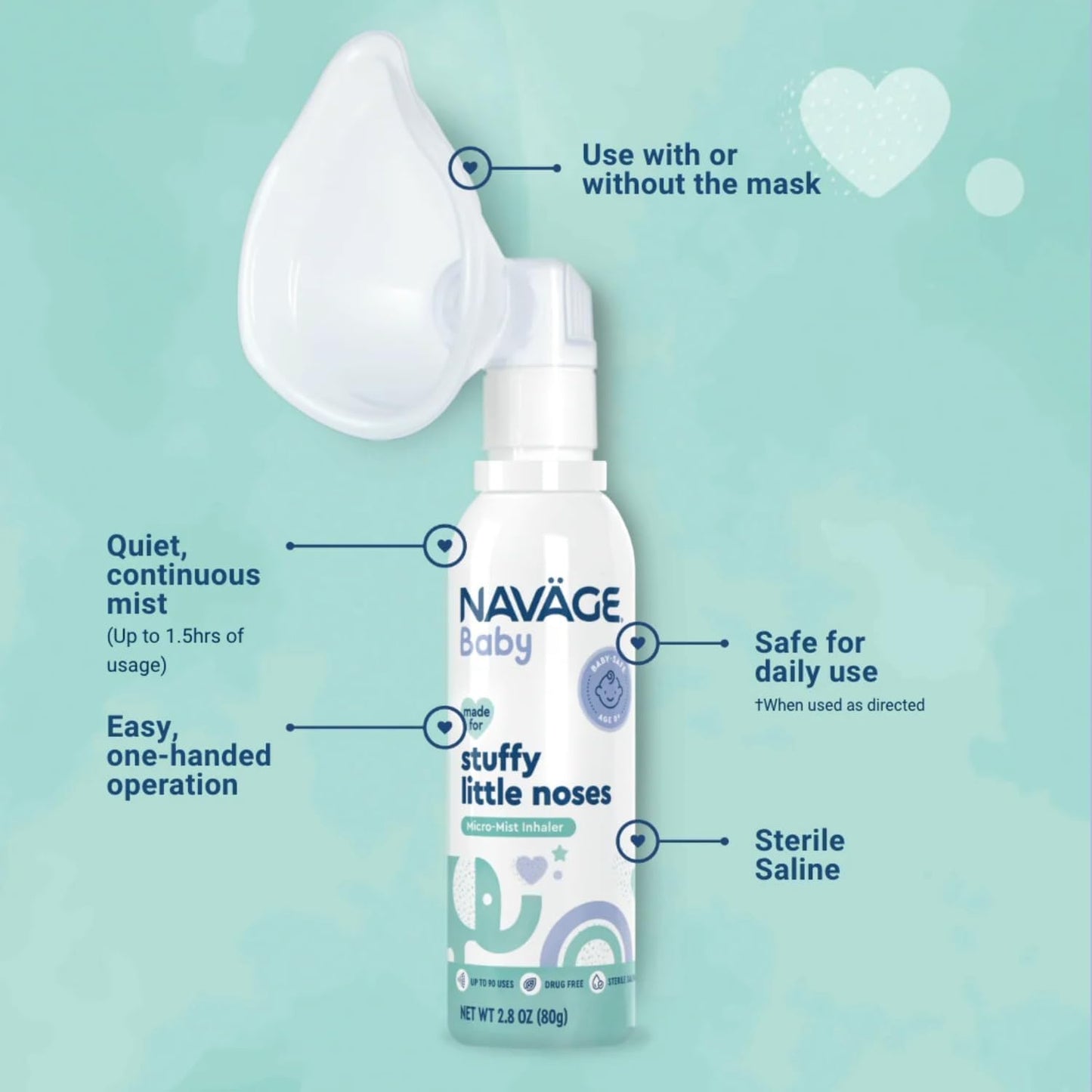 Naväge Baby Bundle: Baby Nasal Aspirator + Micro-Mist Inhaler - Gentle, Pediatrician Endorsed for Baby Congestion & Stuffy Noses
