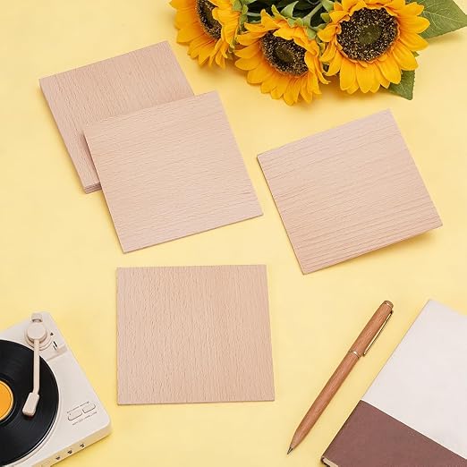 OLYCRAFT 6Pcs 4x4 Inch Balsa Wood Sheets 2.5mm Thickness Unfinished Beech Wood