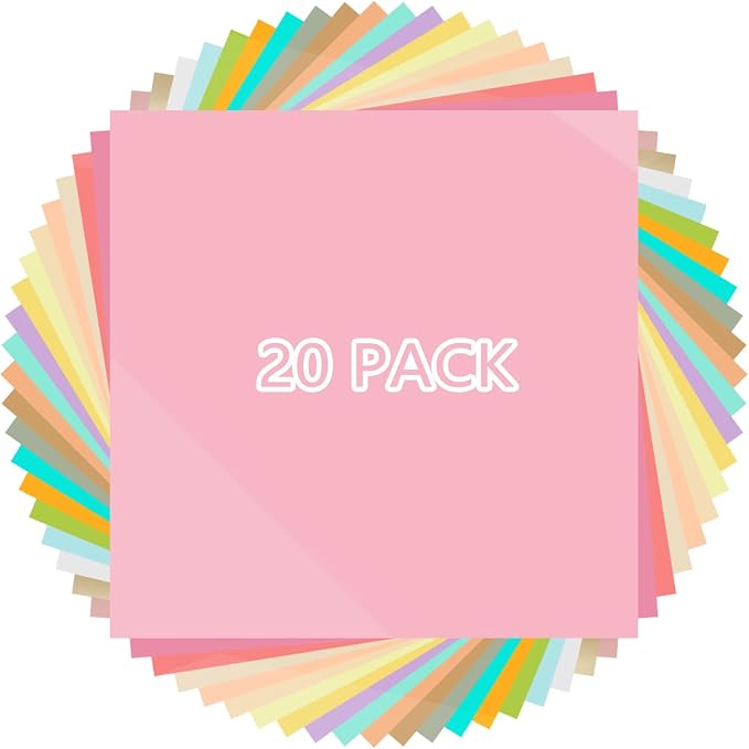 WRAPXPERT Pastel HTV 20 Packs Heat Transfer Vinyl Bundle, Boho Color Iron on