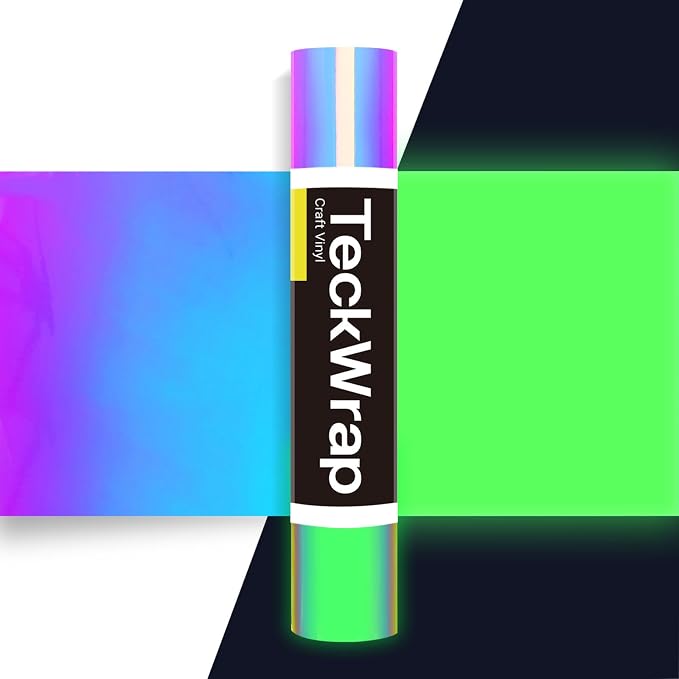 TECKWRAP Glow in the Dark Vinyl Permanent Chrome Vinyl, Opal White to Green