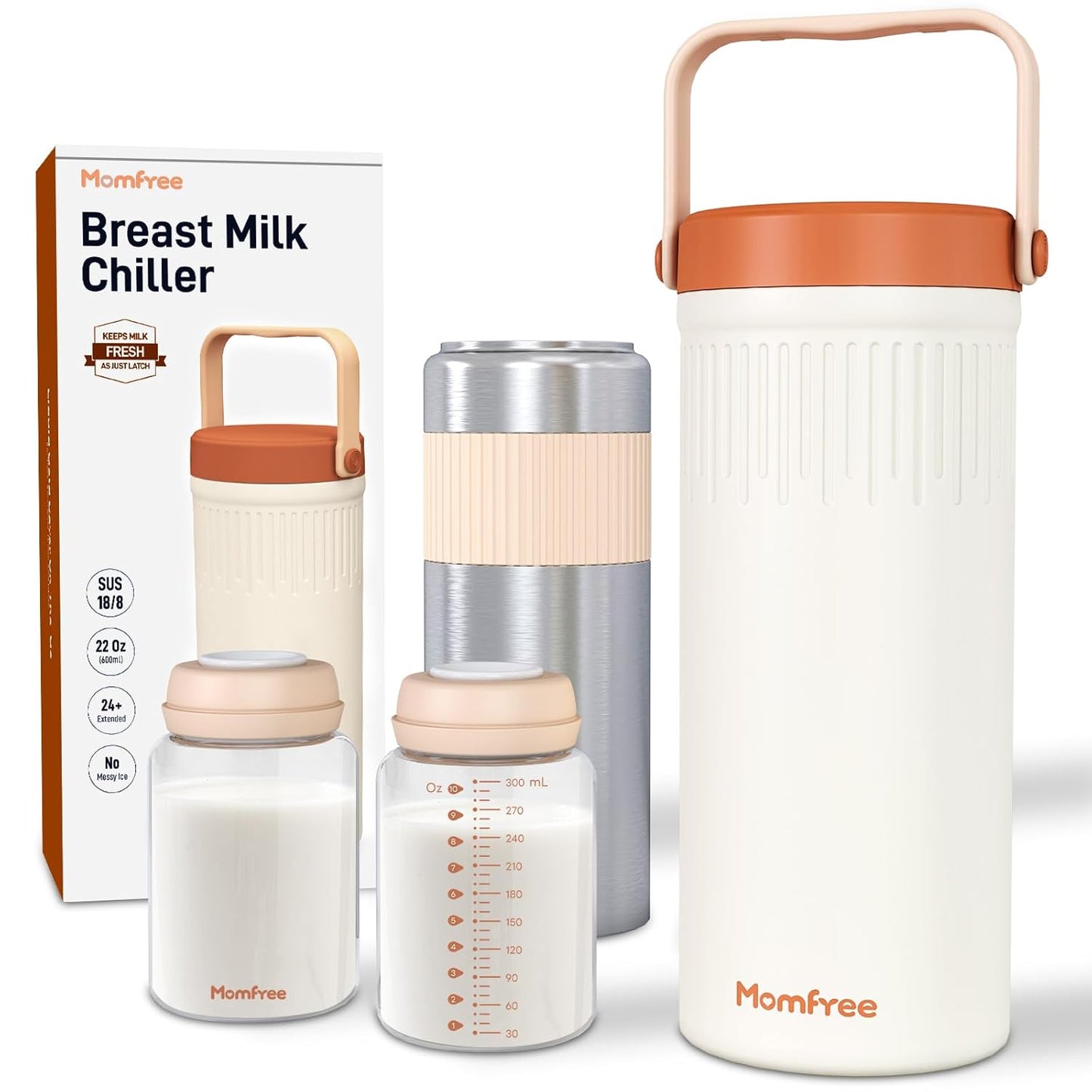 22oz Portable Breast Milk Cooler for Breastmilk Storage, Liquid Gold Saver 360° Cooling Keeps Milk Fresh for 24 Hours, Larger Capacity Breastmilk Chiller with 2pcs Bottles for Outdoor Mom