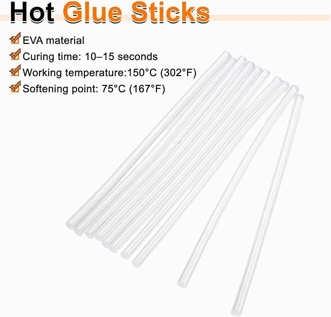 HARFINGTON 10pcs Hot Glue Sticks 0.28" Dia x 3.94" Long EVA Mini Hot Melt