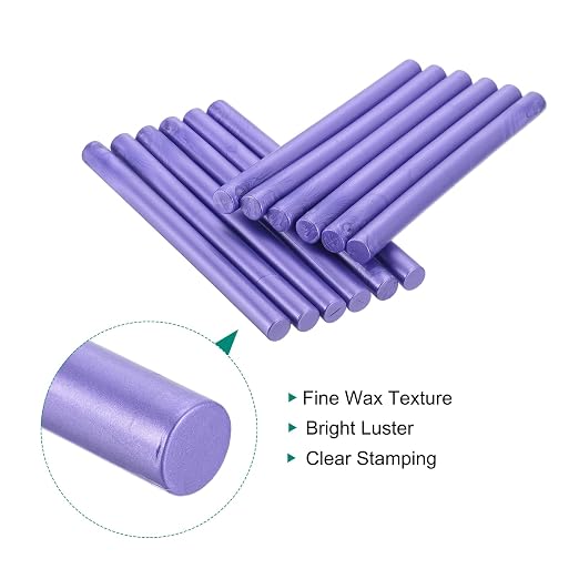 MECCANIXITY 12 Pcs Pearlescent Purple Cylinder Sealing Wax Stick Glue Gun Wax