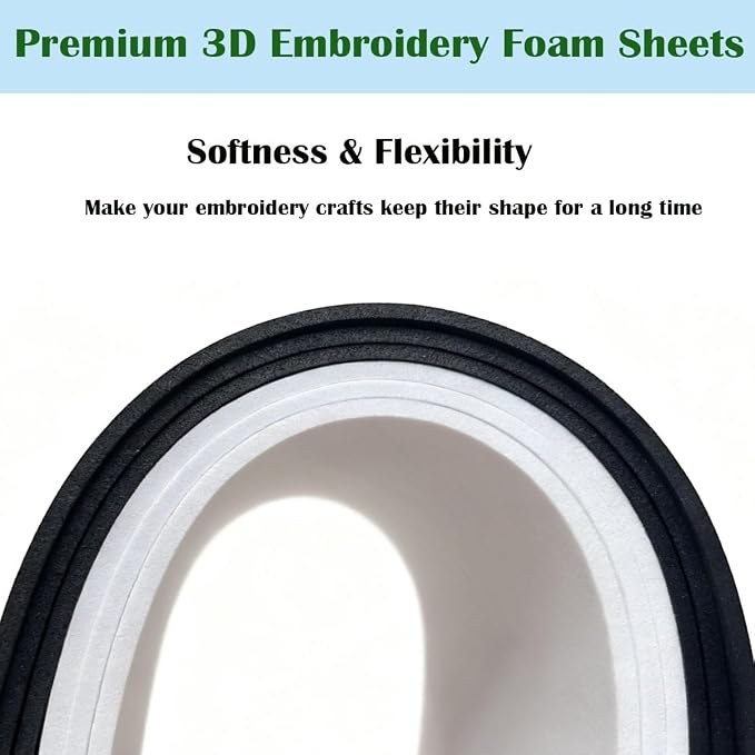 BLOSSIONA 24pcs 3mm Embroidery Foam Sheets