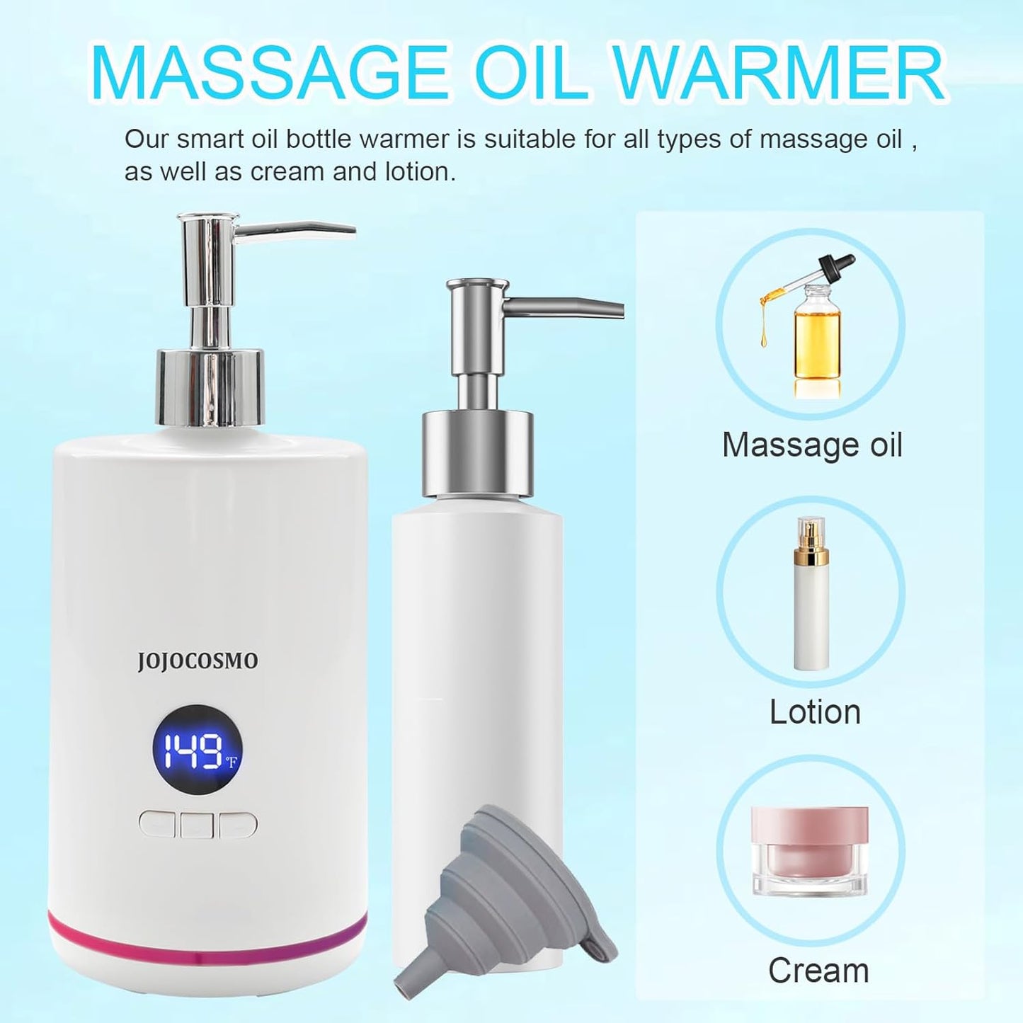 Massage Oil Warmer, Professional Lotion Warmer Heater,Automatic Massage Bottles Warmer Heated Oil Lotion Cream for Salon, Barber Shops, Home, with Two Oil Bottle Dispenser