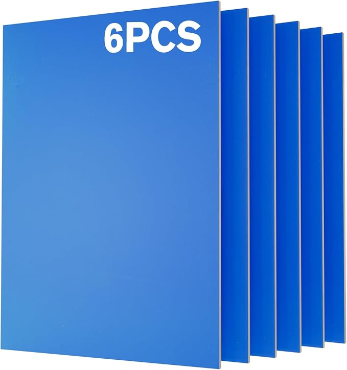 6 Pack Pre-Painted Colored Plywood Sheets, 11.7" x 8.27" x 1/8 Thin Basswood