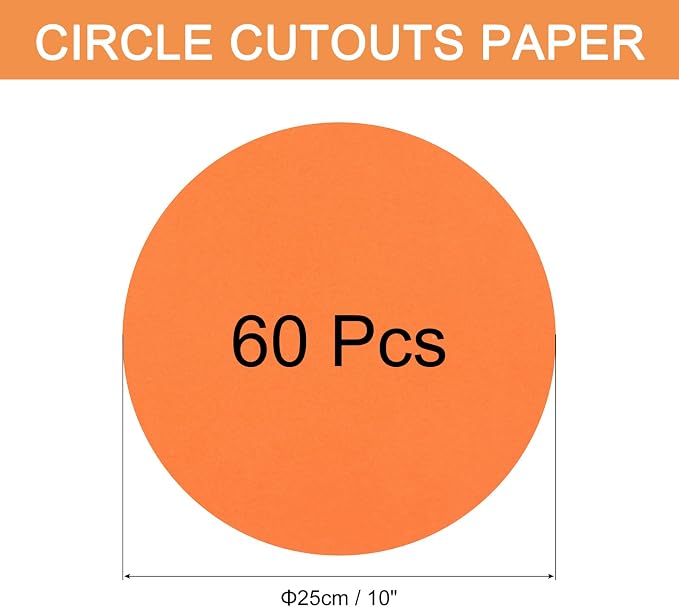 MECCANIXITY 60 PCS Orange Red Color Circle Cutouts Paper 10 Inch Round Card