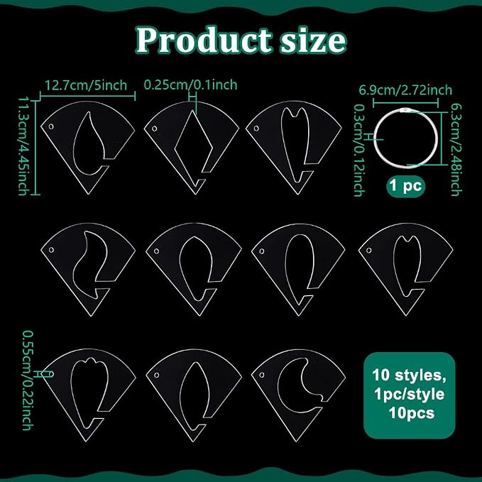 NBEADS 10 Pcs 10 Styles Flower Acrylic Sewing Template