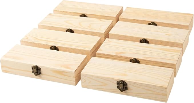 8PCS Wooden Storage Box Unfinished Wooden Small Box 8.2X2.6X1.6 Inch Souvenir