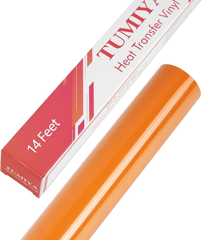 TUMIYA Heat Transfer Vinyl Roll, 12 in x 14 Feet Orange HTV Vinyl