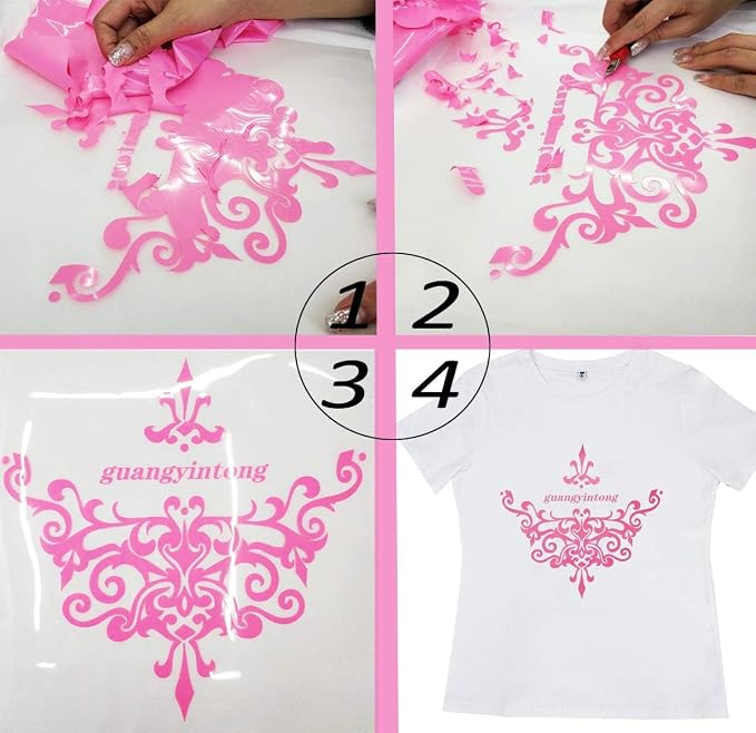 guangyintong Heat Transfer Vinyl Pink HTV Rolls, Matte Surface