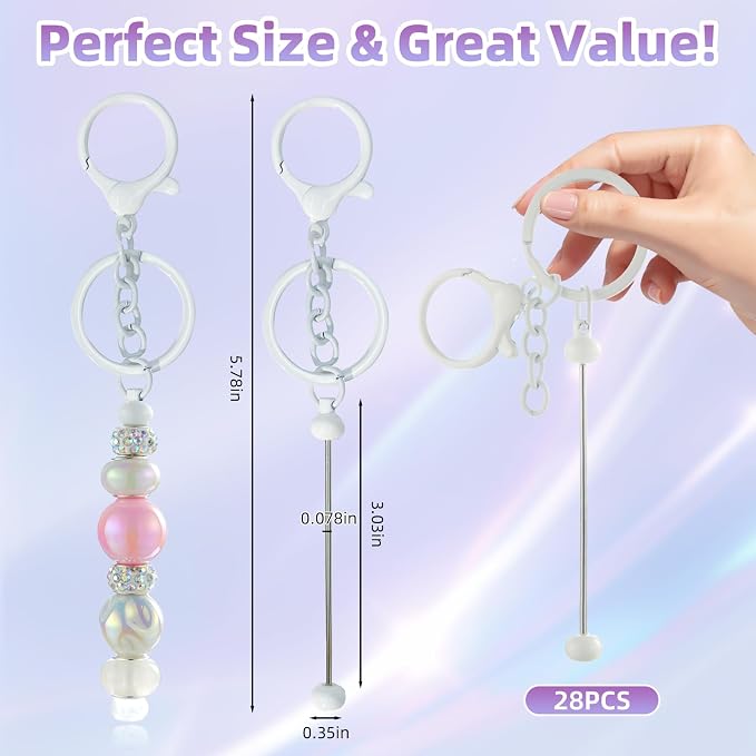 28 Pcs Beadable Keychain Bars