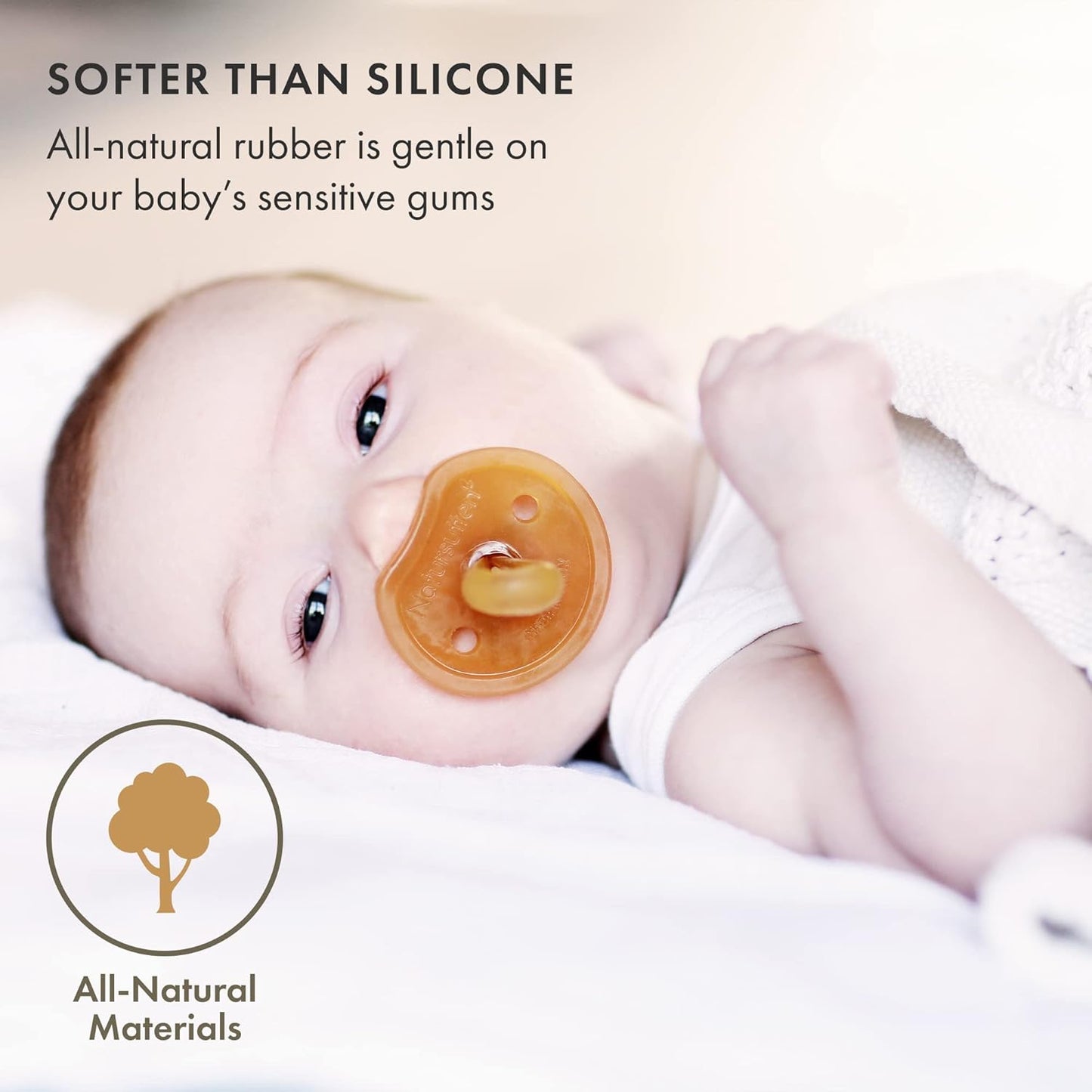 Natursutten Pacifiers 12-18 Months - 1-Pack Butterfly Shield Round Nipple Natural Rubber Safe & Soft BPA-Free Pacifiers for Breastfeeding Babies - Newborn Pacifiers Made in Italy
