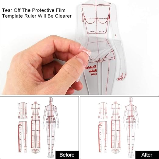 4 Models Fashion Illustration Rulers, Fashion Sketching Templates Ruler