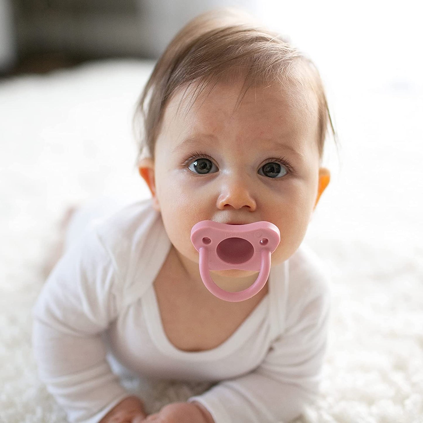 Dr. Brown's HappyPaci 100% Silicone, Newborn Baby Pacifiers 0-6 Months, BPA Free, White, Pink, Light Pink, Cool Gray, Green, and Ecru, 6 Pack