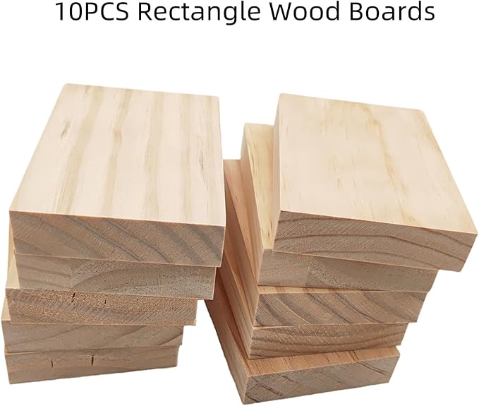 10PCS Rectangle Wood Boards Unfinished Wood Blocks