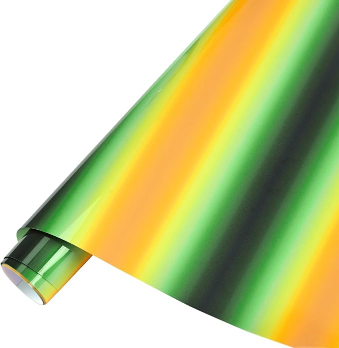 Tintnut Green Yellow Gradient Heat Transfer Vinyl Roll, easy cut & weed