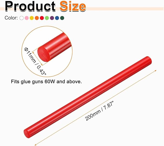 HARFINGTON 10pcs Hot Glue Sticks 0.43" Dia x 7.87" Long EVA Mini Hot Melt