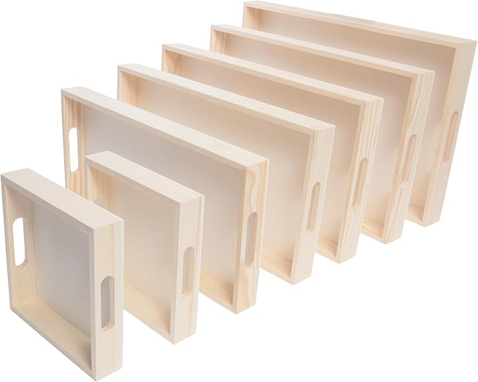 Wooden Nested Serving Trays, Unfinished Rectangle Trays
