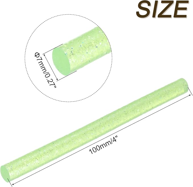 uxcell Mini Hot Glue Sticks for Glue Gun 7mm x 100mm Glitter Transparent Green