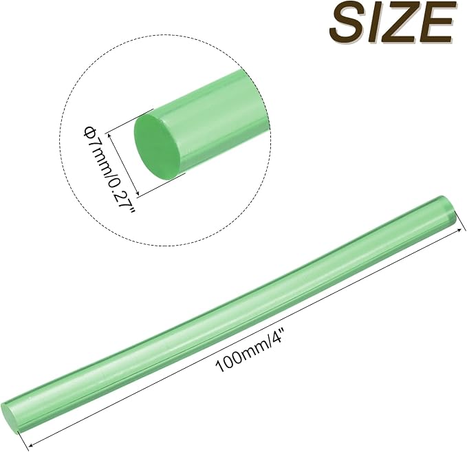 uxcell Mini Hot Glue Sticks for Glue Gun 7mm x 100mm Transparent Green 12pcs