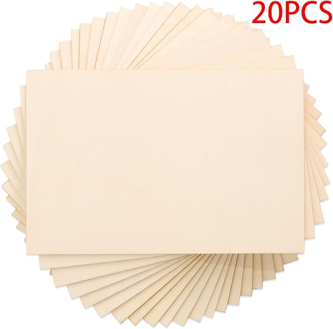 20 Pack Thin Wood Sheets, Plywood Sheets