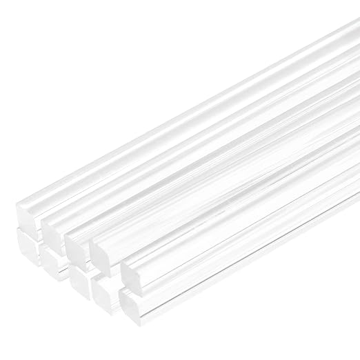 MECCANIXITY 10pcs Acrylic Square Rods 3/16" x 16" Clear Acrylic Dowel Rods