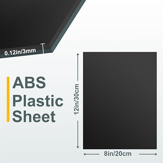 2 Pack Black Plastic Sheet 8x12x0.12 in Flexible High Tensile Plastic Sheets